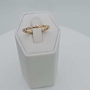 Vintage COACH Signed Ring Clear Crystals Inset Yellow Gold Tone Stackable Size 7